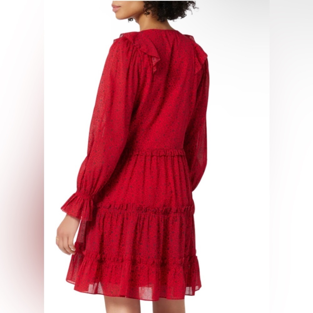 Joie Adanson Mini French Girl Red Dress in True Red Frilly Plum Perfect Sz Small - Picture 2 of 9